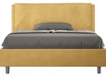 Ityhome - Letto Matrimoniale Francese Con Rete Imbottito 140X200 Microfibra Ocra Antea Large