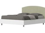Ityhome - Letto Senza Rete 160X190 Struttura Bianco Frassino Testata Microfibra Tè Verde Antilia