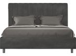 Ityhome - Letto Matrimoniale Francese Con Rete Imbottito 140X210 Microfibra Grigio Agueda