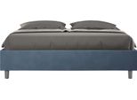Ityhome - Letto Con Rete Imbottito 160X200 Microfibra Blu Azelia