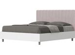 Ityhome - Letto Con Rete 160X190 Struttura Bianco Frassino Testata Microfibra Glicine Kaia