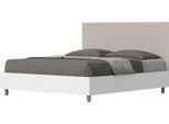 Ityhome - Letto Con Rete 160X190 Struttura Bianco Frassino Testata Pelle Finta Tortora Level