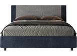 Ityhome - Letto Contenitore Imbottito 160X210 Tessuto Labirinto 09 Blu Rosal