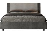 Ityhome - Letto Contenitore Imbottito 160X210 Tessuto Labirinto 02 Grigio Rosal