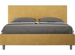 Ityhome - Letto Matrimoniale Francese Con Rete Imbottito 140X210 Microfibra Ocra Adele