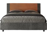 Ityhome - Letto Contenitore Imbottito 160X210 Tessuto Labirinto 04 Arancio Rosal