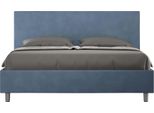 Ityhome - Letto Matrimoniale Francese Con Rete Imbottito 140X210 Microfibra Blu Adele