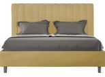 Ityhome - Letto Matrimoniale Francese Contenitore Imbottito 140X210 Microfibra Ocra Agueda