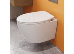 Horow Wc Sospeso Senza Bordo - Wc Sospeso A 360° Monoforo Con Sciacquone Superspin, Sciacquone A Bassa Rumorosità Bianco Con Nano Rivestimento
