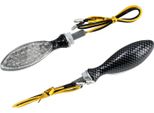 Set: 2 Mini Indicatori Di Direzione 12V Carbon Look Con Vetro Trasparente - Simson S50, S51, S70, S53, S83, SR50, SR80