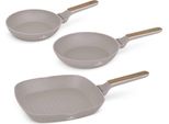 Berlinger Haus Set Di Padelle Antiaderenti A 3 Pezzi, In Alluminio Forgiato Per Fornelli A Induzione, Con Manico Ergonomico, , Nordic Collection Taupe