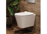 Horow Toilette Sospesa Senza Bordo - Sciacquone Potente, Vaso Incluso Sedile Con Chiusura Morbida, Design Compatto Della Toilette Lungo 48,5 Cm, Igienico