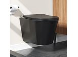 Horow Wc Sospeso Nero Opaco Con Chiusura Ammortizzata Coperchio Della Toilette Sciacquone Monoforo Super-Spinoso Vaso In Ceramica Con Nano Rivestimento