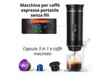 Macchina Da Caffè Espresso Portatile Senza Fili – 3 In 1 Per Capsule E Caffè Macinato | 20 Bar Alta Pressione | Macchina Elettrica Da Viaggio USB-C
