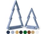 Be4Nature Set Albero Di Natale In Legno 2 Pezzi, 38 E 55 Cm, Pino, Argento, Decorazione Natalizia Scandinava