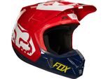 Casco Motocross Fox V2 Preme, Blu/Rosso/Bianco, S (55/56)