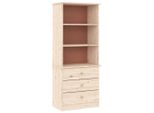 Libreria Con Cassetti Alta 60X35X142 Cm In Legno Di Pino Massiccio