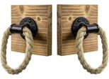 Set Di 2 Portasciugamani Industriali In Tubolare Con Corda Per Il Bagno | Anello Portasciugamani Rustico Con Piastra In Legno Rustico Marrone | Portasciugamani Per Montaggio A Parete | Portasciugamani Per Cucina
