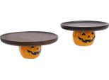 Vassoio Di Legno Per Torte A Forma Di Zucca - Set Di 2 Vassoi - Halloween - 21,5 Cm + 26 Cm - Per Torte, Cupcake, Biscotti - Marrone Scuro