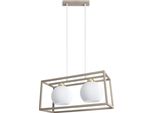 Lampada A Sospensione Eliza Cage Cashmere-Oro A 2 Luci Con Paralumi Bianchi E27 – Elegante Lampada A Sospensione Per Il Soggiorno
