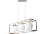 Lampada A Sospensione Eliza Cage Cashmere-Oro A 3 Luci Con Paralumi Bianchi E27 – Elegante Lampada A Sospensione Per Il Soggiorno
