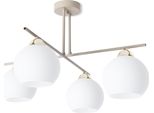 Lampada Da Soffitto Modena Cashmere-Oro A 4 Luci Con Paralumi Bianchi E27 – Elegante Illuminazione Da Soffitto Per Il Soggiorno