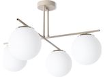 Lampada Da Soffitto Modena Cashmere-Oro A 4 Luci Con Paralumi Bianchi E14 – Elegante Lampada Per Il Soggiorno