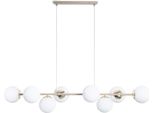 Lampada A Sospensione Siena Kashmir A 8 Luci Con Paralumi Bianchi E14 – Elegante Lampada A Sospensione Per Il Soggiorno