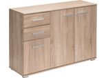 Casaria Cassettiera Alba 3 Ante Con Ripiani 2 Cassetti 107X75X35Cm Comò Armadietto Ufficio Mobiletto
