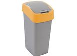 Cestino Curver Flip Bin, 25 Litri, Grigio Argento/Giallo, Per Rifiuti