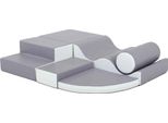 Iglu Soft Play Blocchi Da Costruzione Morbidi Blocchi Da Costruzione Giganti In Schiuma Con Antiscivolo 6 Tlg. (Grigio/Bianco)