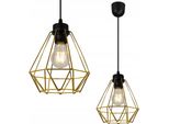 Light-Home Corral Lampada A Sospensione - Lampada Da Soffitto Industriale - Lampada A Sospensione In Metallo - 1 Lampadina, Nero E Oro