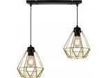 Light-Home Lampada A Sospensione Corral - Lampada Da Soffitto Industriale - Lampada A Sospensione In Metallo - 2 Lampadine, Nero E Oro