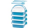 Portapranzo Magichome, Quadrato, 4 Pezzi, Con Posate, 4X 800 Ml, 160X195X260 Mm