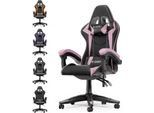 Sedia Da Gioco Ergonomica - Cuscino Lombare + Poggiatesta - Altezza Regolabile - Nero E Rosa