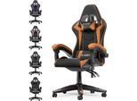 Sedia Da Gioco Ergonomica - Cuscino Lombare + Poggiatesta - Altezza Regolabile - Arancione