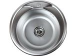 Anw Home Lavello Da Cucina Rotondo Ø49 X 16 Cm Satinato Con Sifone, Lavello Da Cucina In Acciaio Inox Con Foro Per Rubinetto, Lavello Da Cucina In Acciaio Inox, Lavello Da Cucina In Acciaio Inox, Acciaio Inox