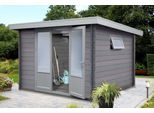 Finnhaus Wolff WPC Gerätehaus Bella 2924 28 Gerätehaus aus Holz/Kunststoff in Grau, Geräteschrank mit 28 mm Wandstärke Gartenhaus