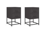 Syfax™ Comodini 2 Pz Neri 36X39X60,5 Cm In Acciaio