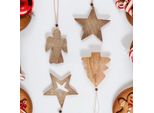 Marrakesch Set Di 4 Decorazioni Natalizie Decorazioni Per Albero Di Natale 10Cm Ciondolo In Vero Legno Come Decorazione Per Albero Di Natale