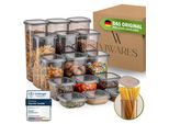 Viwares Barattoli Per La Conservazione Con Coperchio Ermetici, Set Di 15 Contenitori Per La Conservazione Senza Bpa, Barattolo Per La Conservazione Dei Cereali E Della Farina In Cucina, Pratico Organizzatore Per La Cucina, Contenitori Per La Conservazione Degli Alimenti