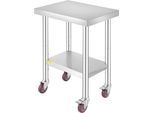 Tavolo Da Lavoro Per Catering In Acciaio Inox - Robusto Tavolo Da Catering 24'' X 18'' X 34'' Per La Preparazione Dei Cibi - Portata 100 Kg - Tavolo Da Cucina Commerciale