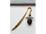 Segnalibro Dorato Grande Angelo Nero Lava Vulcanica