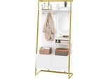 Sweiko Armadio Moderno Minimalista Compatto, Mobile Contenitore Aperto Multifunzionale Con Specchio, Ganci In Metallo, Appendiabiti Con Panca Per Scarpe, Appendiabiti, Deposito Per Scarpe, Appendiabiti,