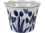 Vaso Da Fiori Clayre & Eef Ø 17X15 Cm In Ceramica Bianca Blu