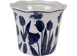 Vaso Da Fiori Clayre & Eef Ø 21X16 Cm In Vetroceramica Bianca Blu