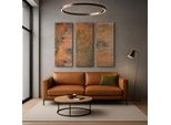 Copperandcraft Murale In Vero Rame 3 Pannelli 90X90 Cm, Opera D'arte In Metallo Fatta A Mano, Decorazione Murale Moderna E Rustica, Produzione Europea