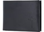 Oxmox Pelle Portafoglio Leather Rfid Protect PocketböRse Freedom Cross Embossed Black Nero