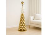 Albero Decorativo HWC-O91, Albero Di Natale Decorazione Albero Di Natale Da Decorare, Metallo 160Cm ~ Color Oro