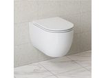 Wc Senza Bordo Horow, Wc Sospeso Con Coperchio, Vaso Monoforo Con Sciacquone Super-Spin Con Smalto Nano-Rivestito